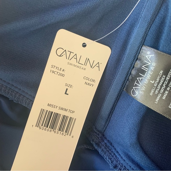 Catalina Navy Blue Swim Top Removeable Strap Women’s Large NEW - Picture 6 of 6